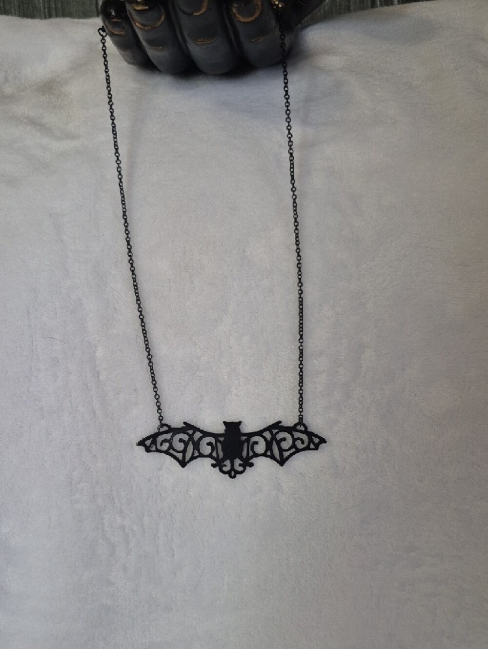 Black Filigree Bat Necklace Pendant
